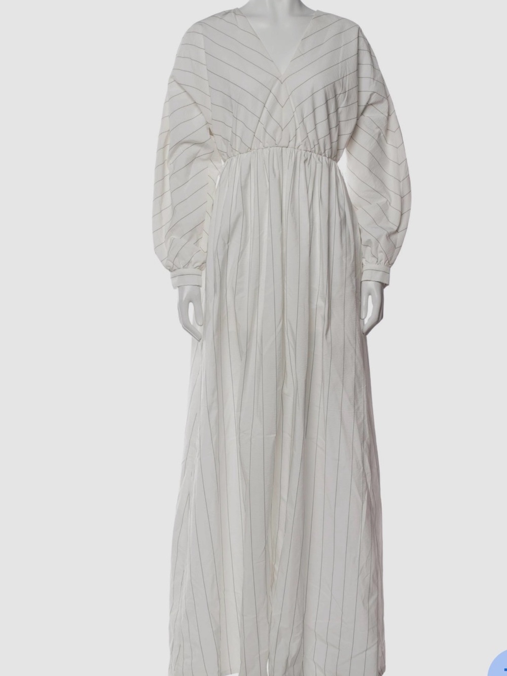 Sachin + Babi Ivory Maxi Dress with Subtle Pinstripes